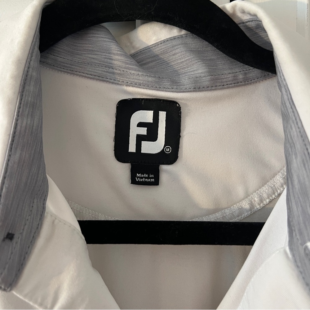 Men's Footjoy Gray and White Golf Shirt - Picture 2 of 4